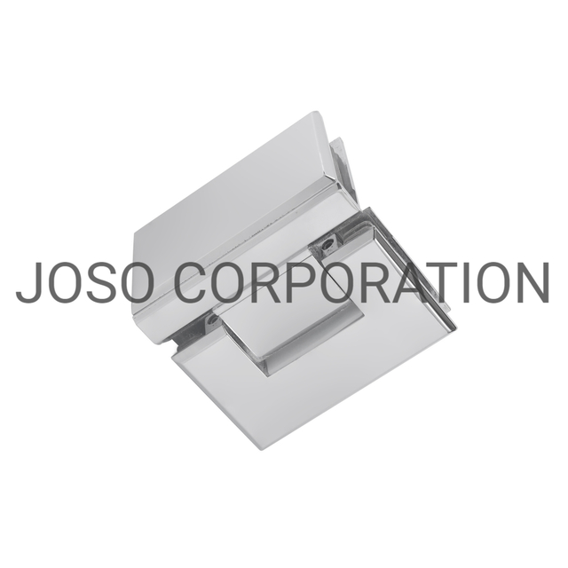 Dobradiça de vidro para porta, 90 graus, dobradiça de latão, acabamento espelhado, braçadeira de vidro para banheiro