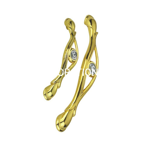 Fornecimento de fábrica 96mm liga de zinco ouro diamante gabinete alça cômoda gaveta