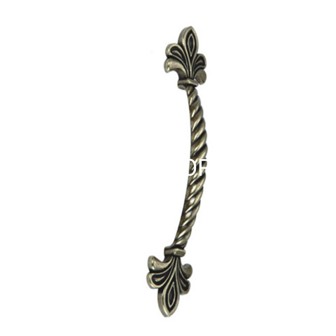 Puxador de latão antigo com padrão de flor estilo retro 128 mm para armário