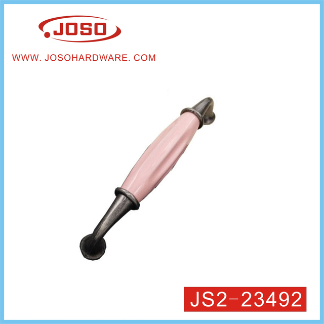 Moda rosa liga de zinco com alça de móveis de cerâmica para gabinete