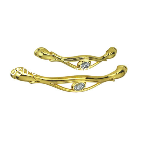Fornecimento de fábrica 96mm liga de zinco ouro diamante gabinete alça cômoda gaveta