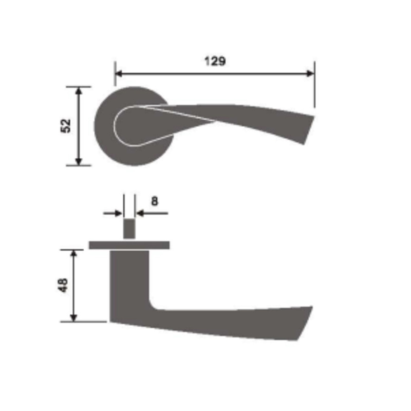 Alavanca de porta de aço inoxidável 304 de alta qualidade, alça de 129 mm, alça de escritório