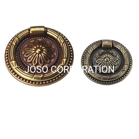 56mm antigo anel de bronze lidar com móveis lidar com ferragem liga de zinco punho