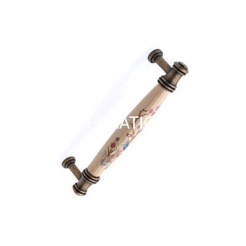 Móveis clássicos, liga de zinco e cerâmica, cobre antigo, 76mm, alça de guarda-roupa