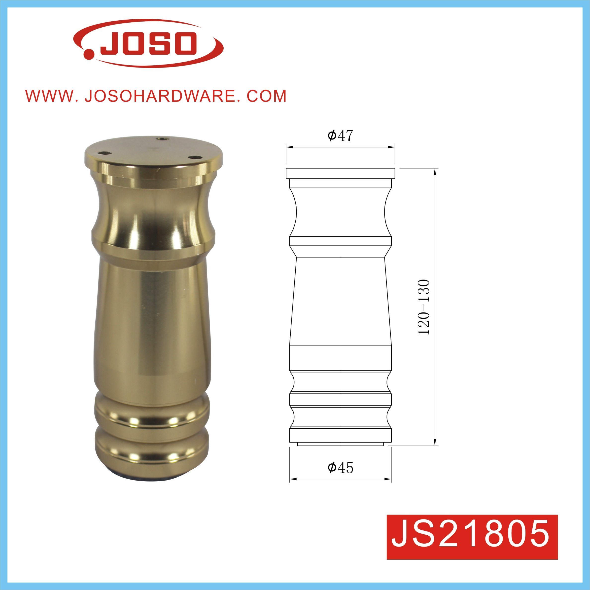 Perna de armário de móveis de metal dourado para armário na sala de estar