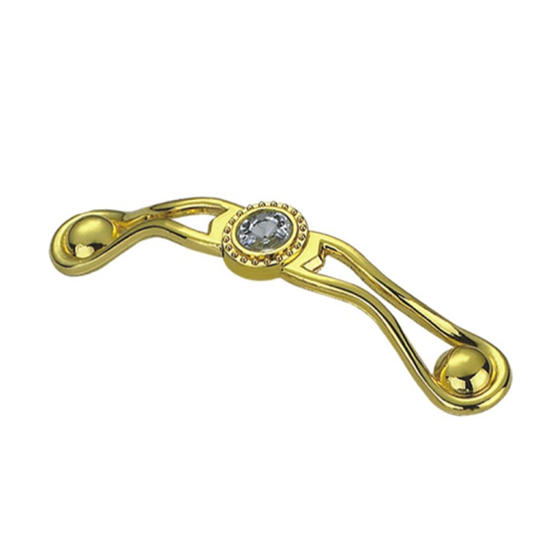 Venda superior liga de zinco 64mm 96mm dourado com alça de diamante de decoração