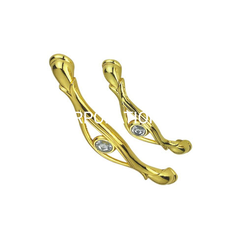 Fornecimento de fábrica 96mm liga de zinco ouro diamante gabinete alça cômoda gaveta