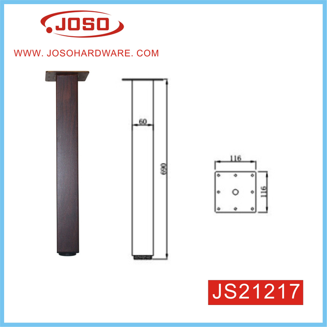 Perna de móveis quadrados de cor de madeira metálica personalizada para mesa de sala de estar