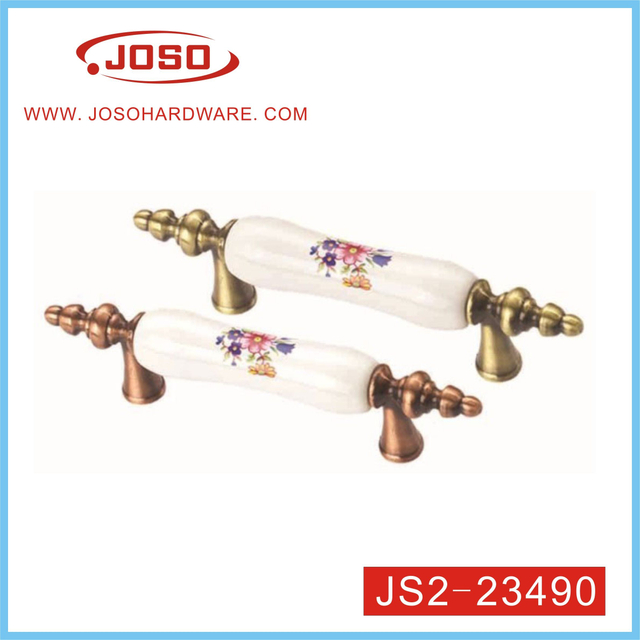 Liga de zinco moderna com alça de cerâmica para móveis para gabinete