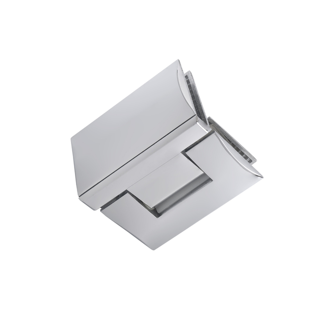 Dobradiça de vidro para porta de vidro de 90 graus, acessórios de banheiro, acabamento espelhado