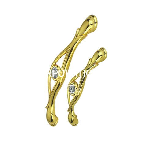 Fornecimento de fábrica 96mm liga de zinco ouro diamante gabinete alça cômoda gaveta