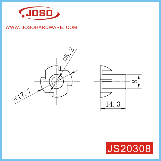 Acessórios para móveis por atacado de venda superior de porca em T para móveis