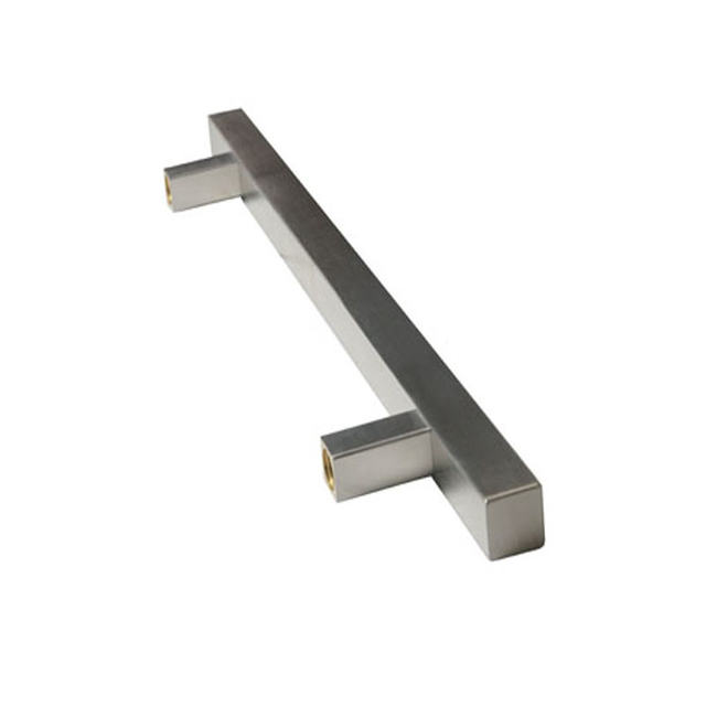 Maçaneta de vidro de aço inoxidável tubular quadrada, acessórios para armário de ferragens para móveis
