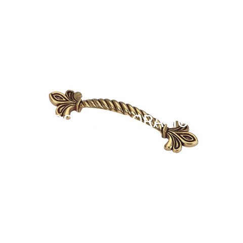 Puxador de latão antigo com padrão de flor estilo retro 128 mm para armário