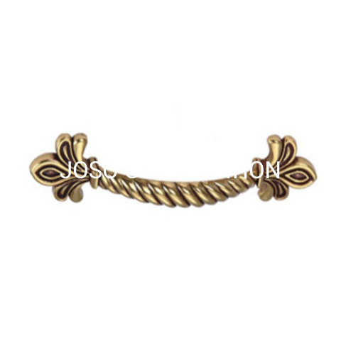 Puxador de latão antigo com padrão de flor estilo retro 128 mm para armário