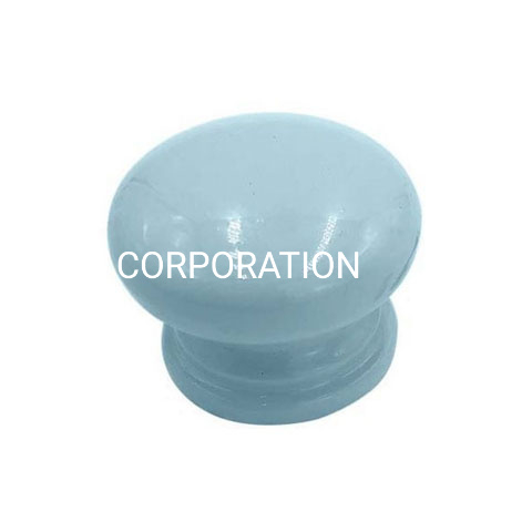 Popular cogumelo colorido de 32 mm em liga de zinco com alça azul de cerâmica para guarda-roupa