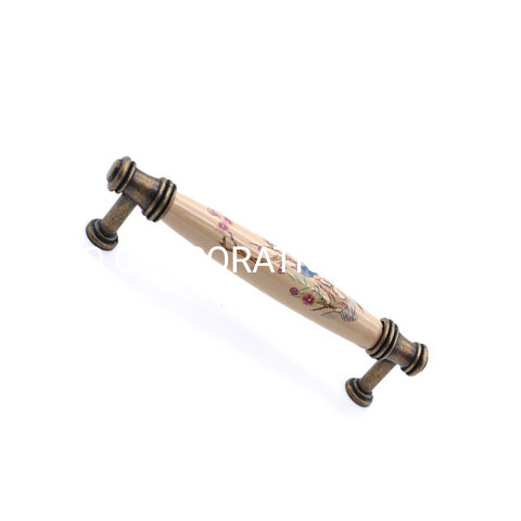 Móveis clássicos, liga de zinco e cerâmica, cobre antigo, 76mm, alça de guarda-roupa