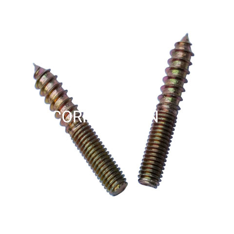 Parafuso passador de rosca dupla de aço Hardware para móveis Parafuso de madeira Parafuso para guarda-roupa